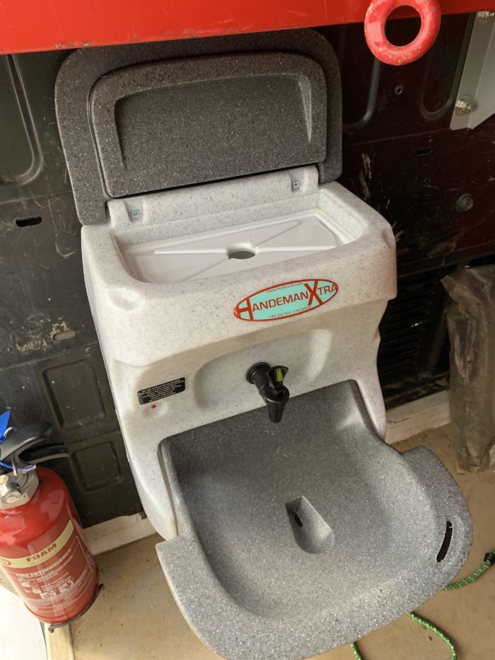 Teal Handwash Unit Fitted By Vanwagen Limited Uk